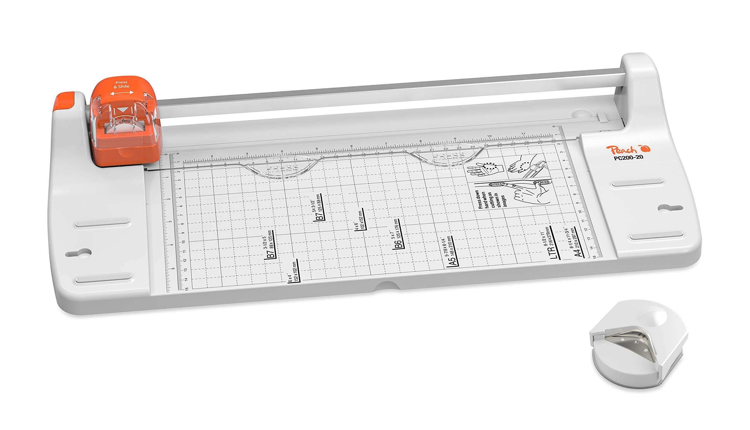 Peach 5 in 1 Kreativ Rollenschneider - 4 Schnittarten inkl. praktischer Eckenrunder - bis A3 Format - bis 10 Blatt - PC200-20