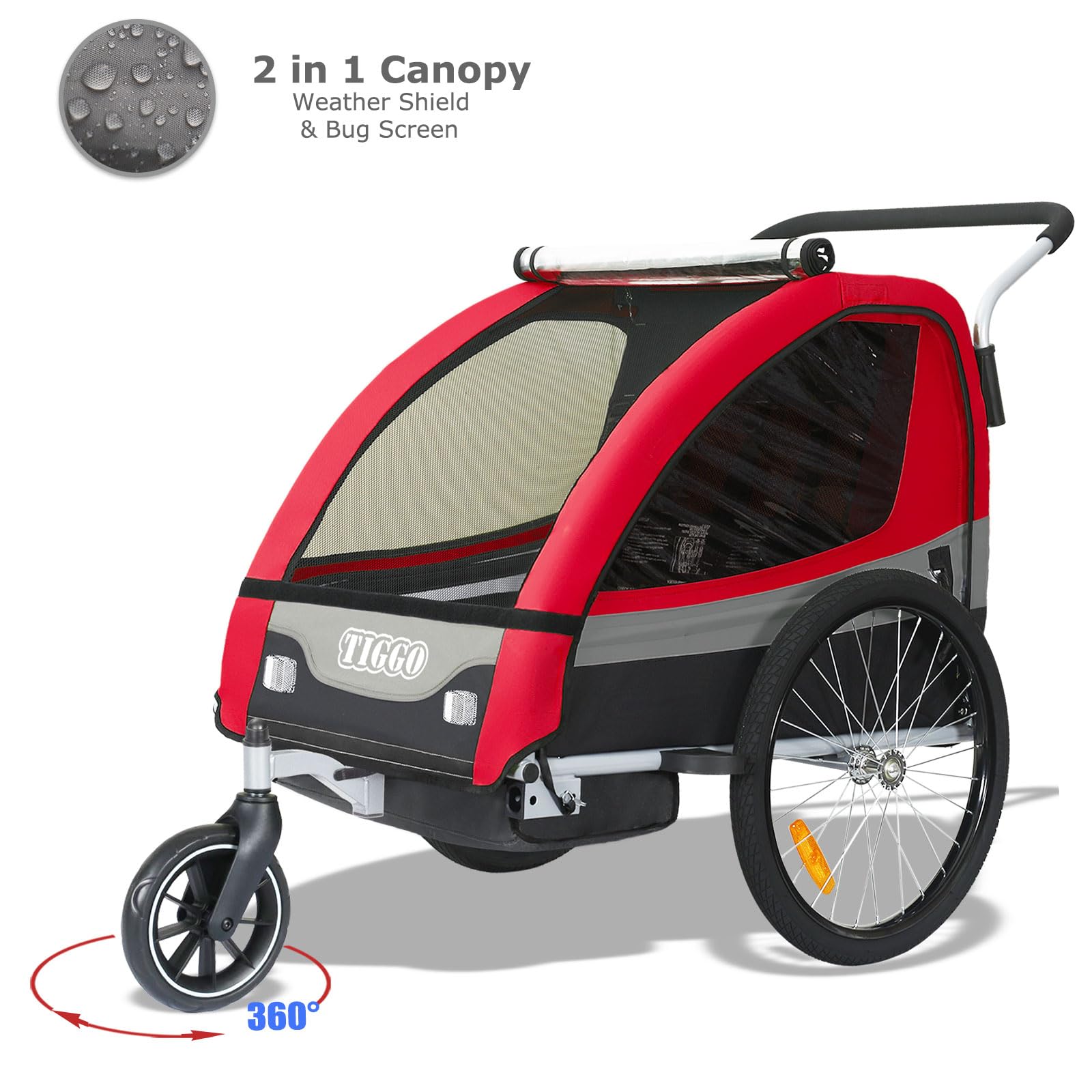 Tiggo Kinderanhänger Jogger 2 in 1 Kinderfahrradanhänger Fahrradanhänger Anhänger 50402