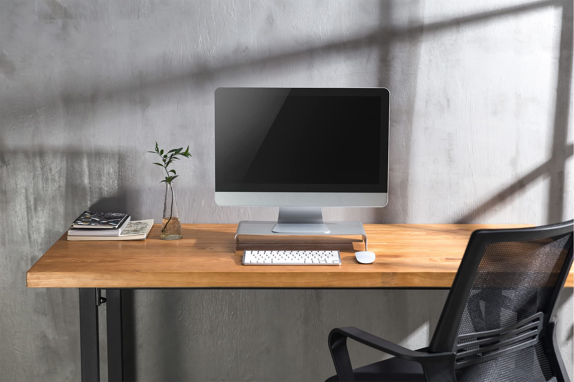DIGITUS Designer Monitor-Erhöhung aus Aluminium - Bildschirm-Ständer - Traglast 10 kg - Nicht Rutschend - Silber