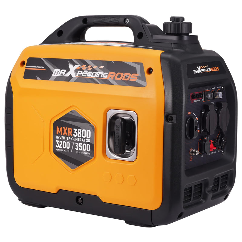 maXpeedingrods Inverter Stromerzeuger 3500W Superleise, Leicht und Mobil Benzin Notstromaggregat Stromgenerator, ECO-Modus mit 2x 230V / 2x USB / 1x 12V DC Steckdosen für RV Camping Festivals, Reise