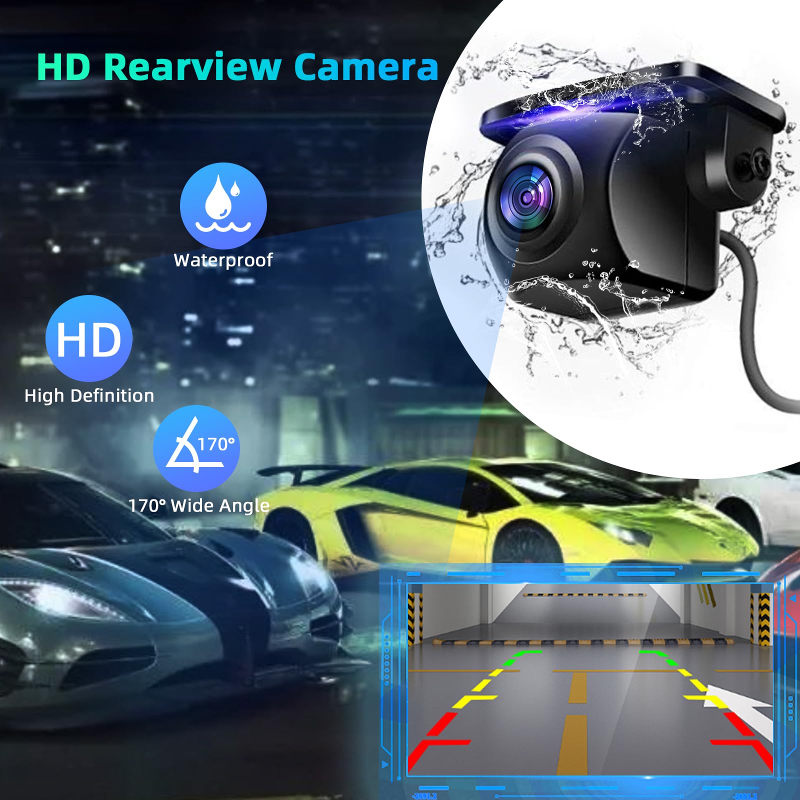 7 Zoll Wireless Carplay Display, Tragbarer Auto Bildschirm Mit Carplay & Android Auto, HD Rückfahrkamera, GPS Navigation, Siri/G00gle Assistant, Mirror Link, Bluetooth, FM