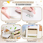 Yorbay Kindertisch mit 2 Stühle, Kinderaktivitätstisch mit Stauraum, 3tlg Kindersitzgruppe, Sitzgruppe für Kinder, Maltisch für Kinderzimmer, Spielzimmer, Vorschüler, Kindermöbel (Weiß)