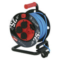 EMOS ganzjährige Outdoor-Kabeltrommel mit Silikon-Isolierung, 25m Kabel 1,5 mm2 mit 4 Schuko Steckdosen, IP44 wasserdicht und frostbeständig für Außenbereich, Industrie, Baustelle