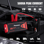 Povasee Starthilfe Powerbank, 5000A Auto Starthilfe für 12V Fahrzeuge (Bis zu 10L Benzin/8L Diesel), Starter Powerbank mit LED, 2 Schnelllade USB Ausgänge, Batterie Jump Starter mit Starthilfekabel