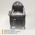 Lionelo Sven Plus 4 in 1 Baby Bett ab Geburt bis 15 kg Wickelauflage Moskitonetz luftige Seitenwände mit Seiteneingang Tragetasche zusammenklappbar