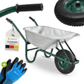 Juskys Schubkarre 100L, 210 kg – mit verzinkter Wanne, Luftreifen & Metall Felge, stabile Garten Schubkarre & Schiebkarre – Transportkarre Garden Silber