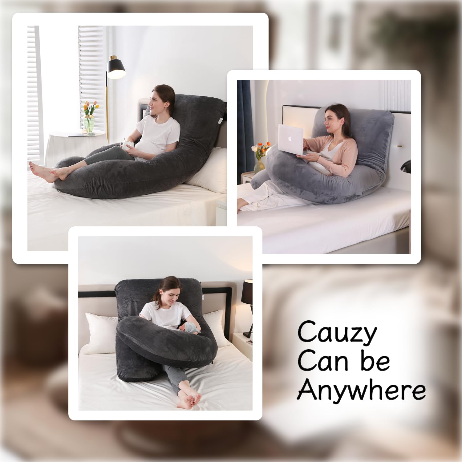 ALLOPERA Pregnancy Pillow, Full Body 57 Inch Maternity Pillow with Removable Washable Cover - Sleep Support for Legs, Back, Neck, Shoulder, HIPS, Belly for Pregnent Women, Velvet Cover (Black)