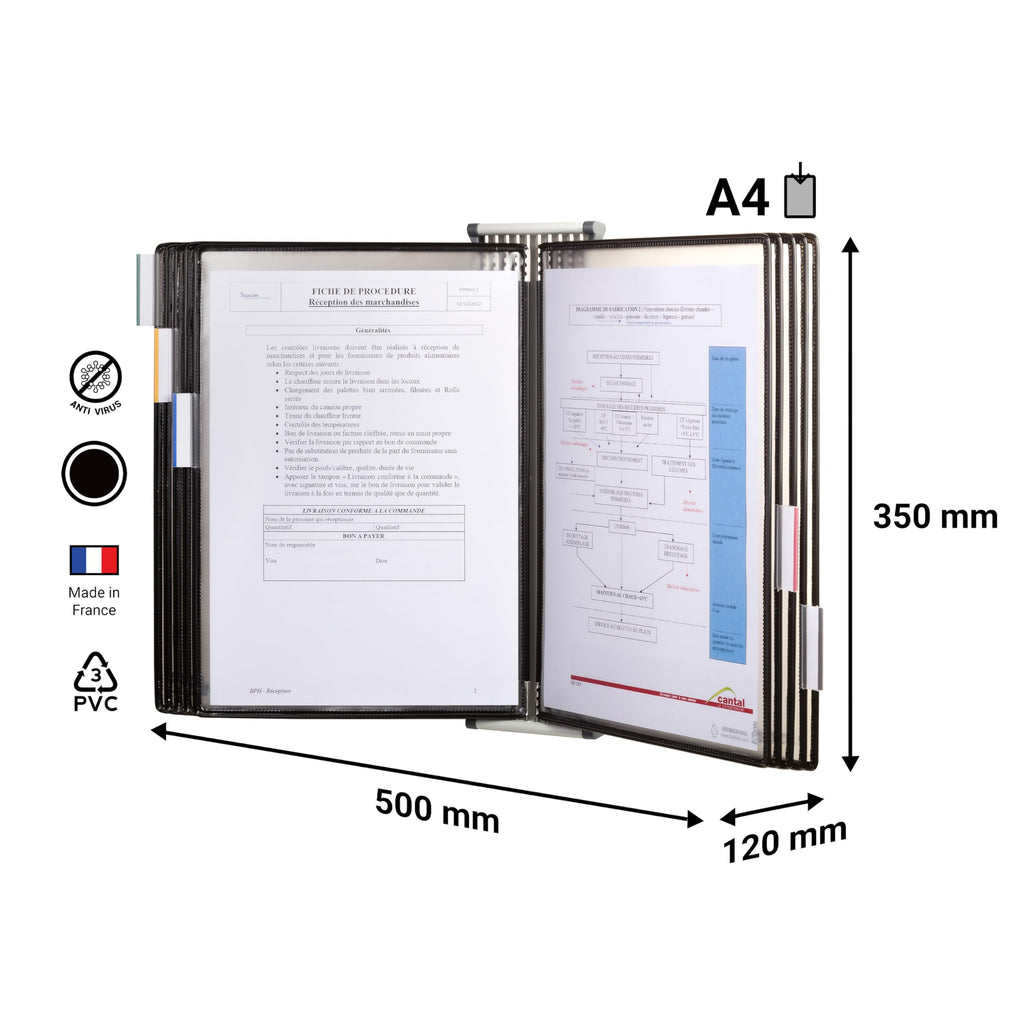 414507 Wandsichttafel Set A4, 10 Sichttafeln, schwarz