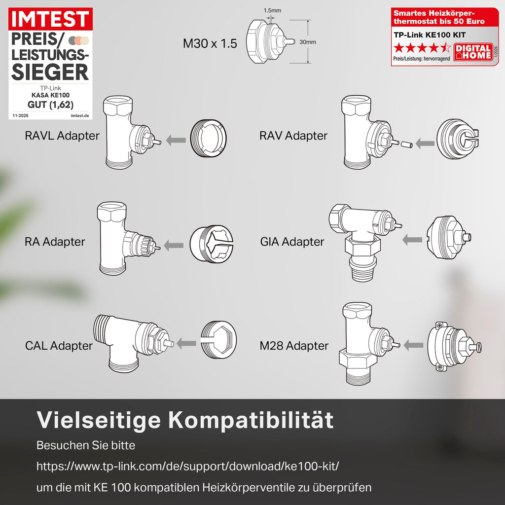 TP-Link smartes Heizkörperthermostat - Erweiterungseinheit, benötigt Kasa Hub, Heizungssteuerung (Kasa App, Zeitpläne, Geofencing, Fensteröffnungserkennung), Matter, Alexa, Apple Home