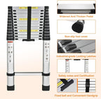 5M Teleskopleiter, Aluleiter Klappleiter Mehrzweckleiter Rutschfester Ausziehleiter Ausziehbare Leiter Sprossenleiter Stehleiter Tragbar Leichte Leiter Schiebeleiter 150 kg Belastbarkeit
