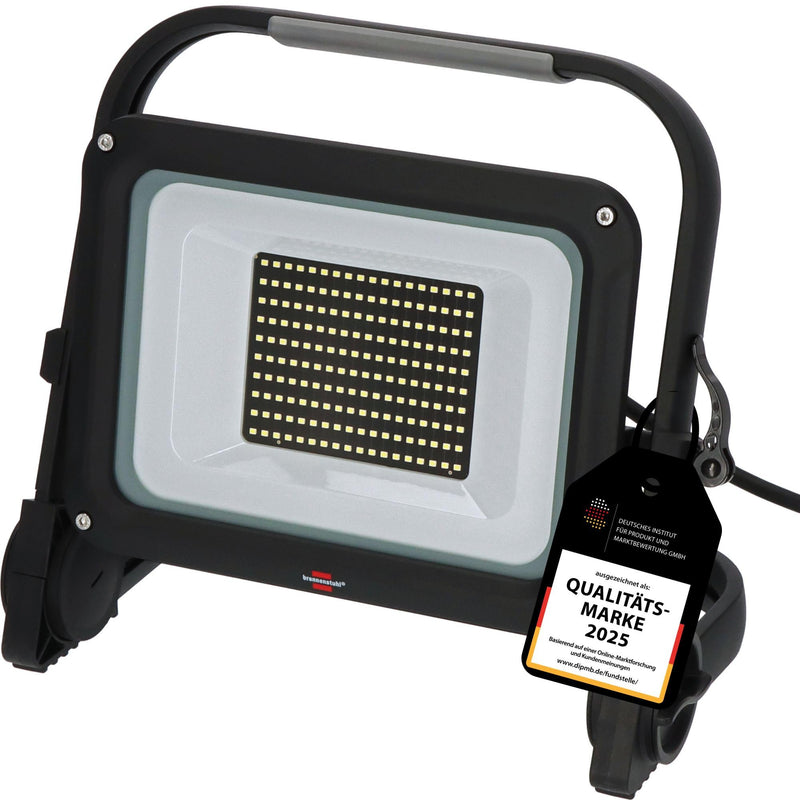 Brennenstuhl LED Baustrahler JARO 14060 M (100W, 11500lm, 6500K, IP65, 5m Kabel, dimmbar, LED Arbeitsstrahler mit Schnellspannverschluss)
