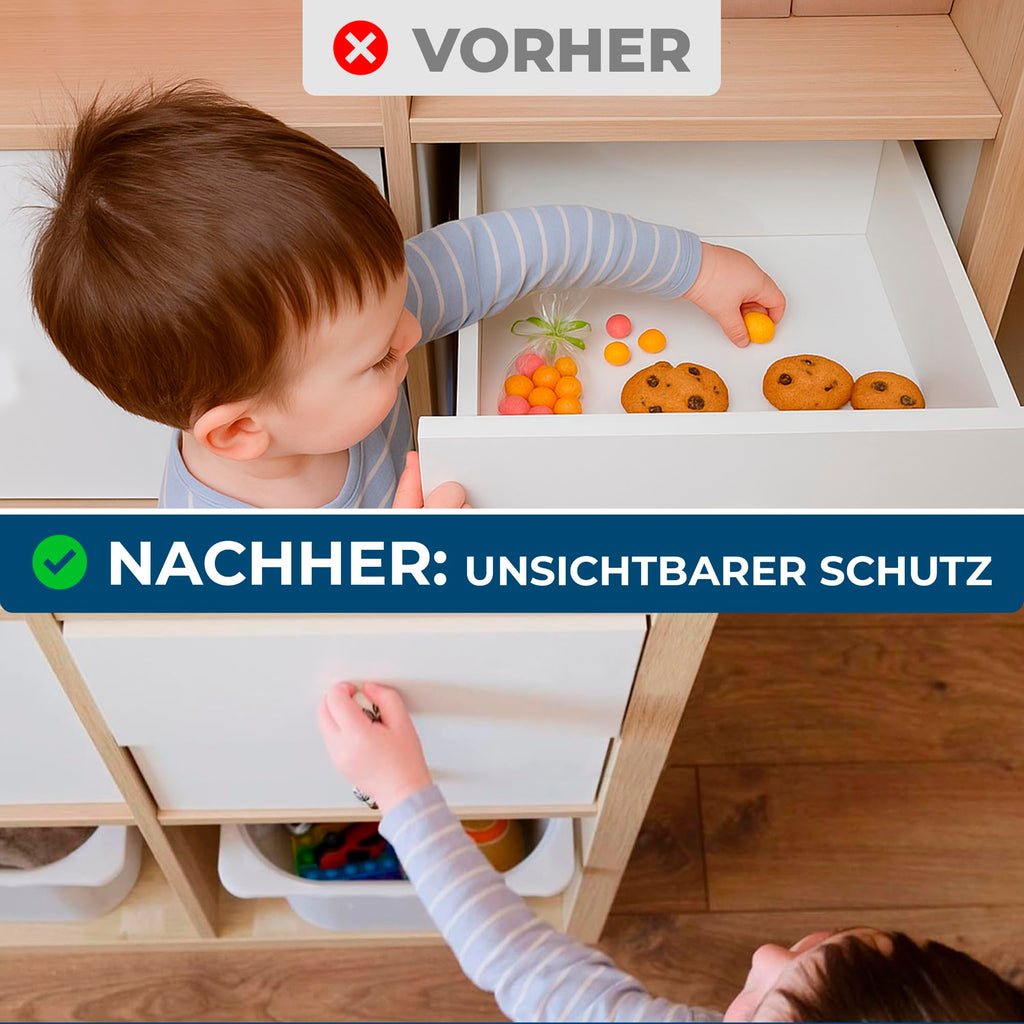 Hoffenbach Magnetische Kindersicherung 12 Schlösser + 3 Schlüssel – Schranksicherung & Schubladensicherung ohne Bohren – Unsichtbarer Magnetverschluss – Weiß