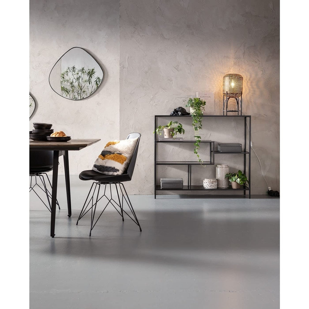 Kare Design Regal Loft, Schwarz, Stahl, Glas Fachböden, mit 5 Fachböden, schmal, freistehend, Wohnzimmer, Schlafzimmer, Flur, 100x115x30 cm (H/B/T)