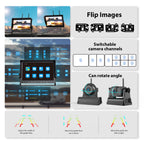 4 Magnetische Rückfahrkamera Kabellos, 10 Zoll 1080P FHD Monitor, 9600mAh Wiederaufladbare Akku, 1-Min Einrichtung, IP69K Wasserdicht Rückfahrkameras für Wohnmobile,Anhänger und LKWs