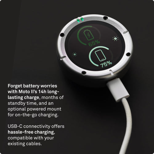 Beeline Moto II - Navigationsgerät für Motorräder | Globale Navigation | Minikarten-Schnittstelle | 14 Stunden Akkulaufzeit | IP67 Wasser- und stoßfest | USB-C-Aufladung mit Riemenhalterung