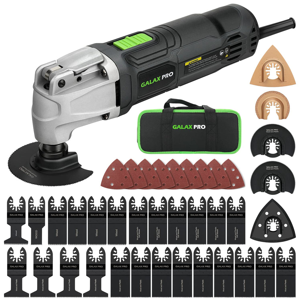 GALAX PRO Oszillierende Werkzeuge, 6 variable Geschwindigkeiten, 15000-22000RPM Multifunktionswerkzeug, 260W, 40-teilig, Zubehör mit Schnellspanner Multifunktionsklingen mit Tragetasche