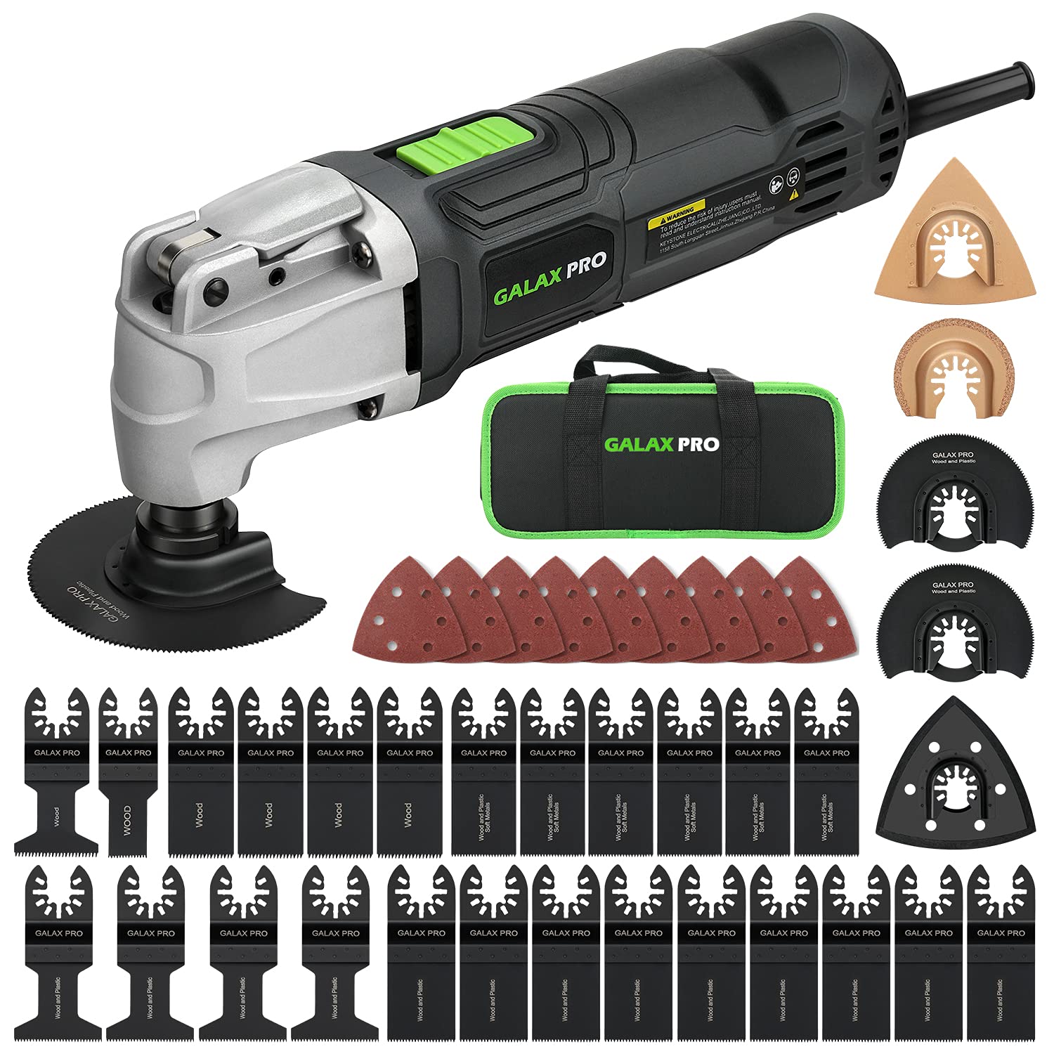 GALAX PRO Oszillierende Werkzeuge, 6 variable Geschwindigkeiten, 15000-22000RPM Multifunktionswerkzeug, 260W, 40-teilig, Zubehör mit Schnellspanner Multifunktionsklingen mit Tragetasche