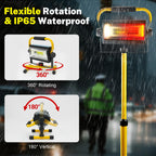 SYLSTAR LED Baustrahler Akku, 80W 7000Lumen LED Strahler Akku Arbeitsleuchte mit 6 Modi, Tragbar Arbeitsscheinwerfer für Werkstatt Baustelle Garage Camping Außen Beleuchtung