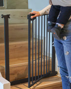 UBRAVOO Babygitter für Türen und Treppen, Höhe 100 cm, Sicherheits-Haustiergitter, Spannungstyp, automatische Schließung, hohe Ausführung, dreifache Verriegelung, offen (Breite: 85-94 cm)