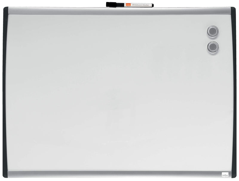 Nobo Kleines Magnetisches Whiteboard mit Gewölbtem Rahmen, Wandmontage, Inkl. Whiteboard-Marker, Magneten & Schaumstoff-Klebepads, Zuhause/Büro, 585 x 430 mm, 1903783