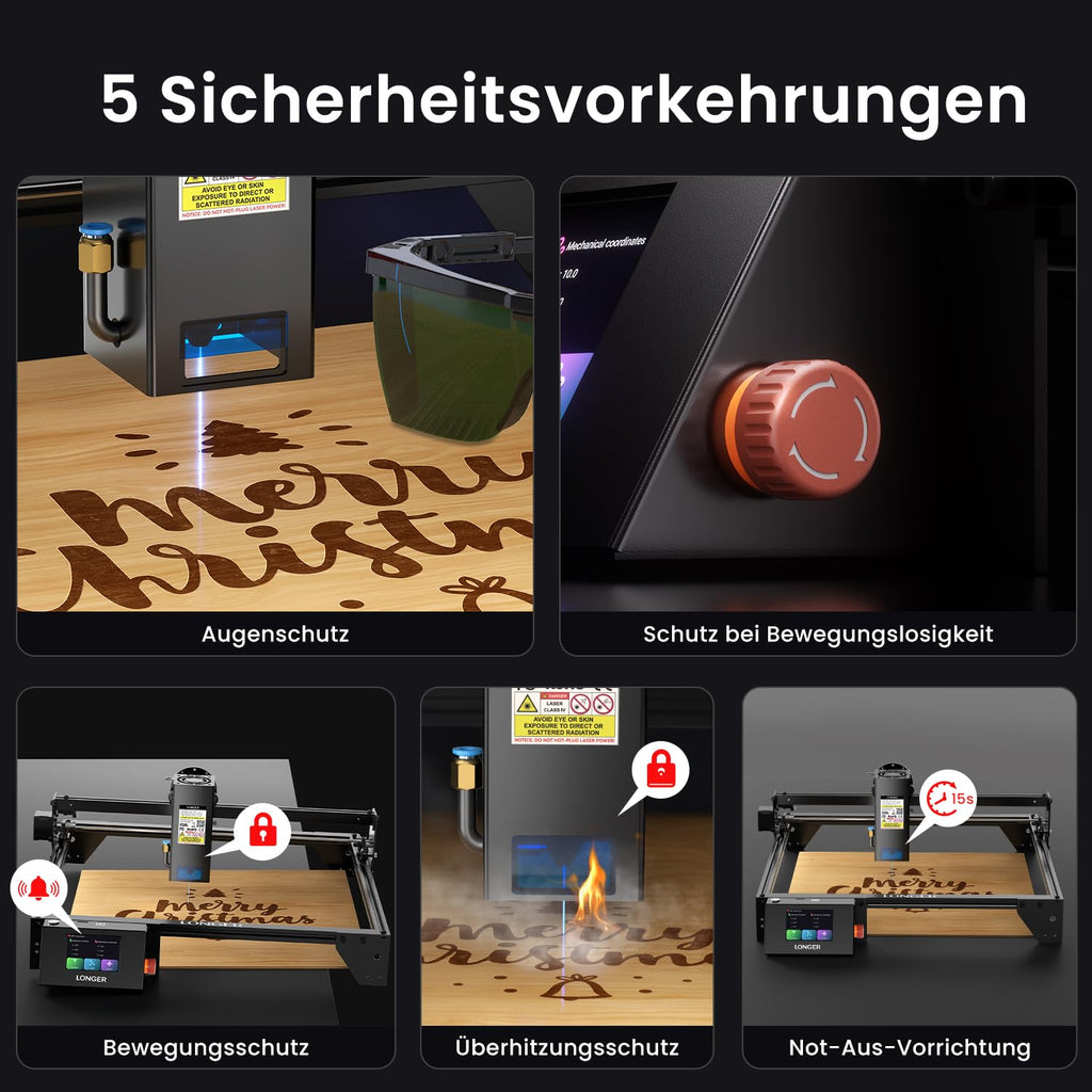 Longer RAY5 Laser Graviermaschine, 20W Laser-Ausgangsleistung, 3,5“ Farb-Touchscreen, Offline-Steuerung über App, Gravurwerkzeug für Metall/Glas/Holz, Arbeitsbereich 400x365mm