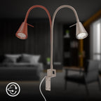 BRILONER - LED Leselampe mit Schalter am Gehäuse, schwenkbar, GU10 4,7W, 400lm, warmweißes Licht, Wandleuchte Innen, Wandlampe, Bettlampe, Lampe Bett, Leselicht, Nachttischlampe, 40,3 cm, Matt-Nickel