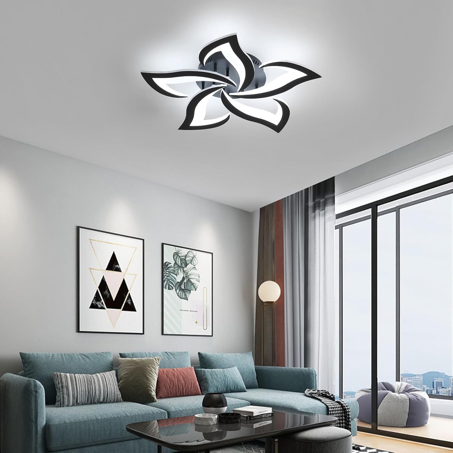 Comely Deckenlampe Led, Deckenleuchte Dimmbar, 40W 4200LM 3000k-6500k Mit Fernbedienung/APP, Moderne Deckenlampe für Wohnzimmer, Schlafzimmer, Kinderzimmer,Schwarz