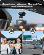 Krunia 2K WiFi Mini Dashcam Auto, Frontkamera mit App, CPL-Unterstützung, Externes GPS, WDR-Nachtsicht, 24Std Parküberwachung, Magnethalterung, Superkondensator, 170° Weitwinkel Kamera