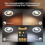Philips Hue White & Color Ambiance Centura runde Einbauspots 3er Pack (1.050 lm), dimmbare Deckenlampen mit 16 Mio. Farben, smarte Lichtsteuerung über Sprache und App, schwarz, neue Generation