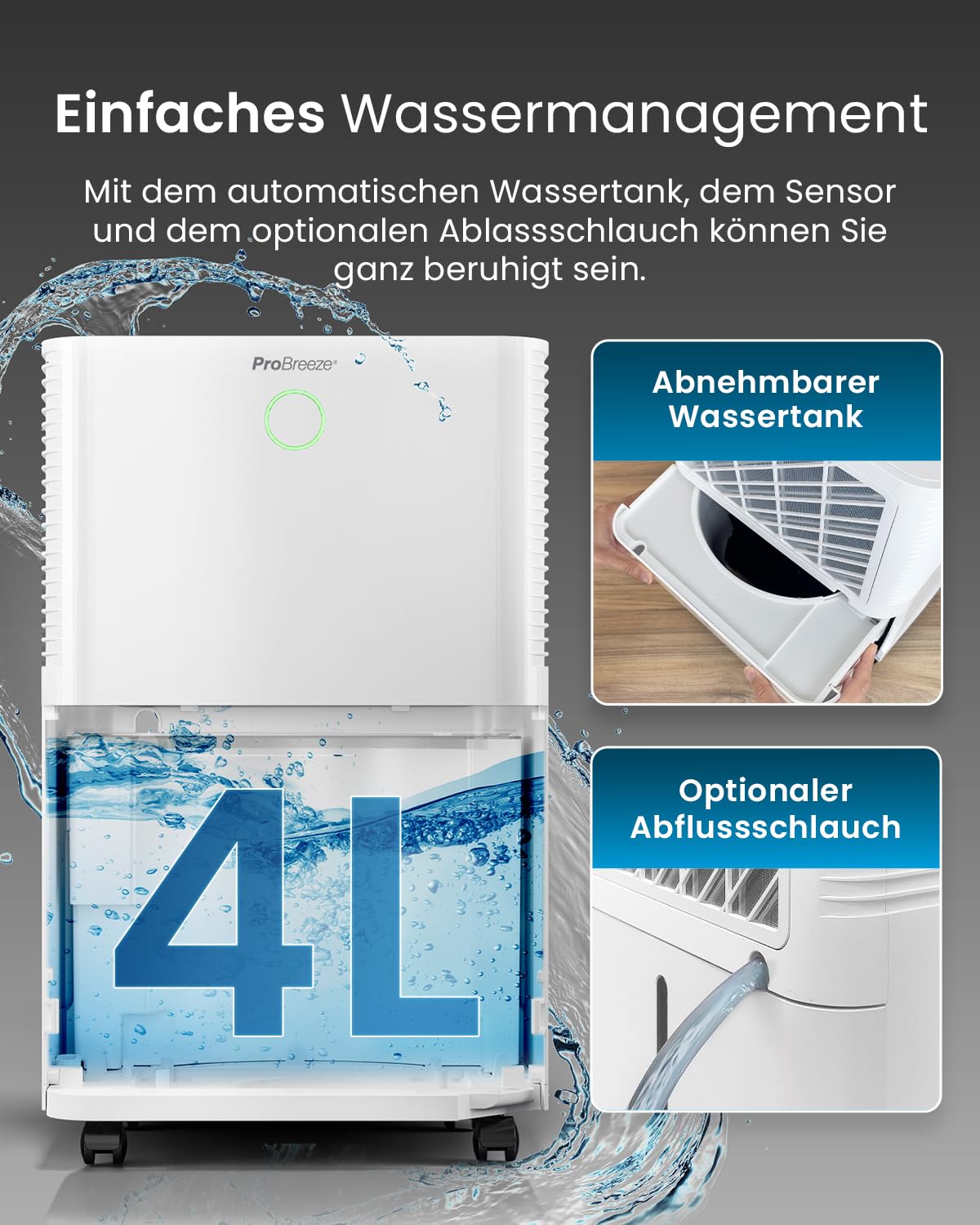 Pro Breeze OmniDry Luftentfeuchter mit App & WLAN, 20L in 24h Entfeuchtungsleistung - Luftentfeuchter elektrisch mit Wäschemodus, Feuchtigkeitssensor, Timer - Gegen Schimmel - Entfeuchter Dehumidifier