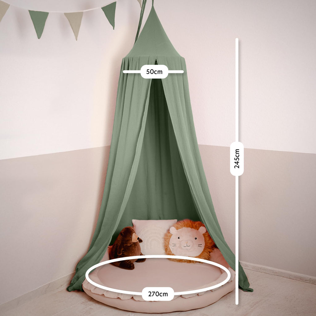 lilimaus Baldachin Kinderzimmer [in 12 Farben] - Betthimmel aus 100% Baumwolle Musselin Handmade für Mädchen & Jungen - Babybett Himmel als Babyzimmer Deko - Vorhang für Kinderbett, Kuschelecke
