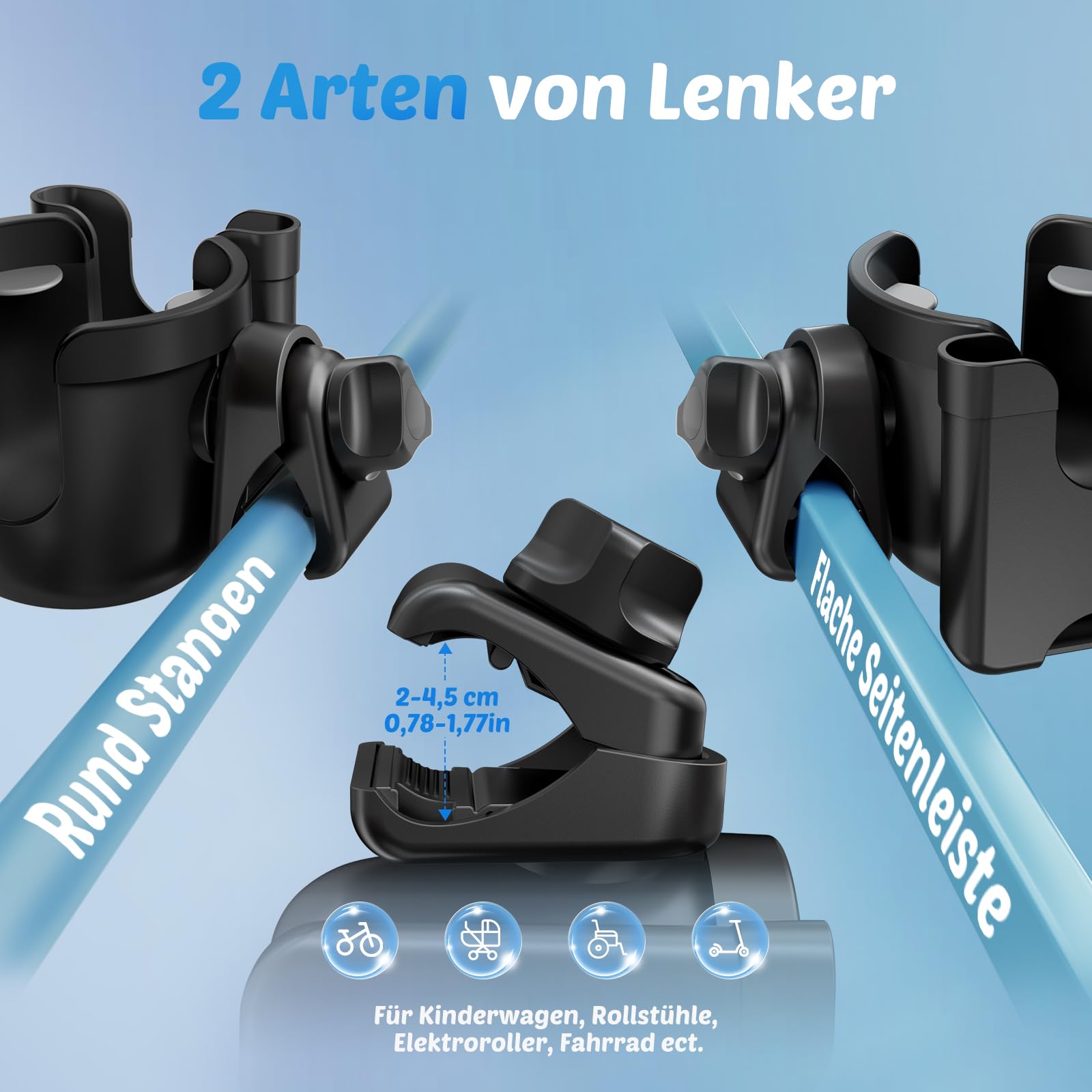 Getränkehalter für Kinderwagen Buggy Zubehör, Guiseapue Universal Becherhalter Kaffeehalter Kinderwagen Rollator Rollstuhl Fahrrad Cup Holder, Baby Erstausstattung Neugeborene, Geschenke für Neu Mama