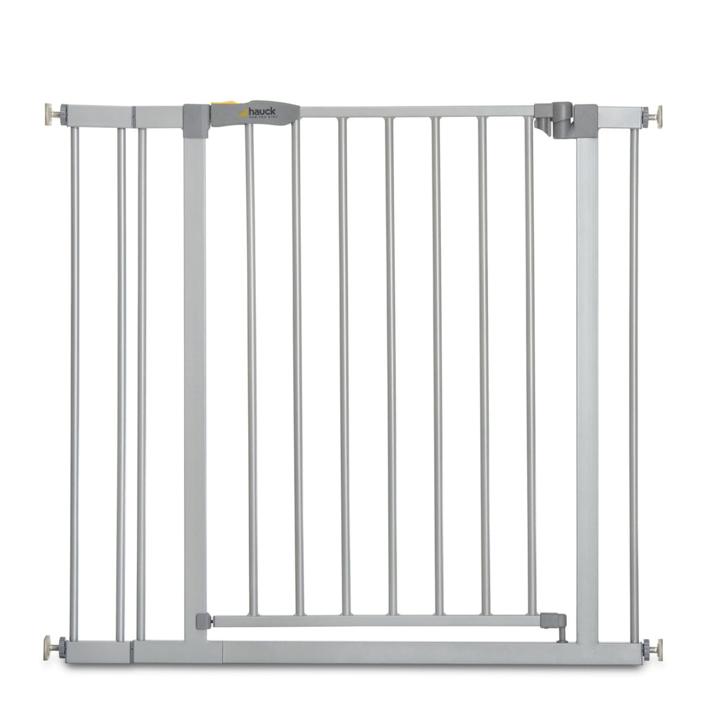 hauck Stop N Safe 2, Silber – Schutzgitter Treppe und Tür 84–89 cm – Kindersicheres Absperrgitter ohne Bohren – Manuelle 1 Hand Öffnung – nur für Innen - Auch für Hunde