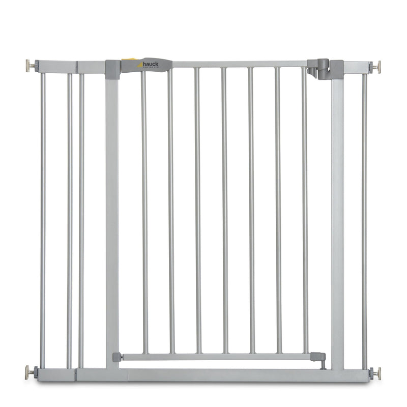 hauck Stop N Safe 2, Silber – Schutzgitter Treppe und Tür 84–89 cm – Kindersicheres Absperrgitter ohne Bohren – Manuelle 1 Hand Öffnung – nur für Innen - Auch für Hunde
