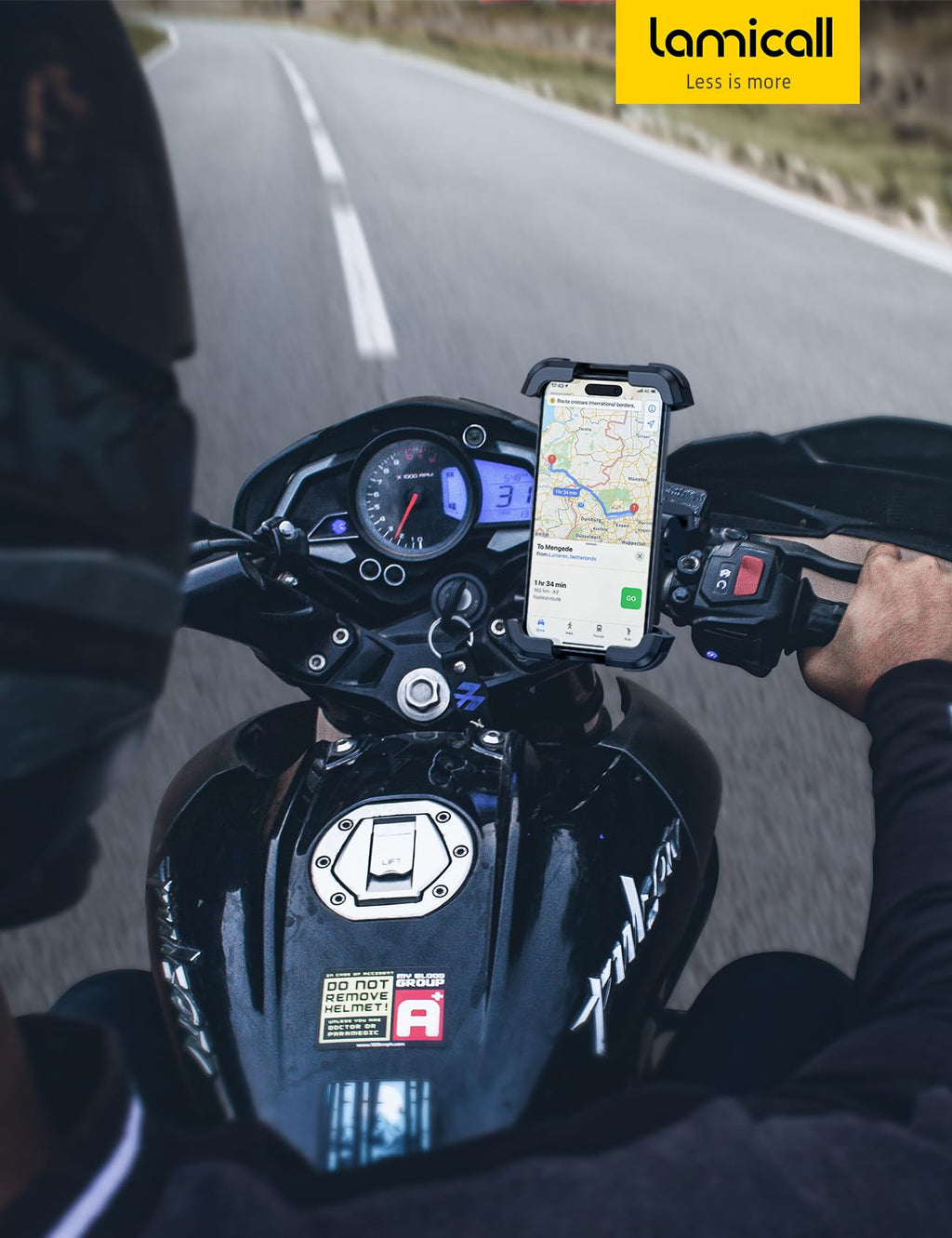 Lamicall Motorrad Handyhalterung, Handyhalter Fahrrad - [2025 Doppelt Vibrationsgedämpft] Handy Motorradhalterung, 360° Drehbar Lenker Halterung für iPhone 17 16 15 Pro Max Samsung 4,7-6,8" Smartphone