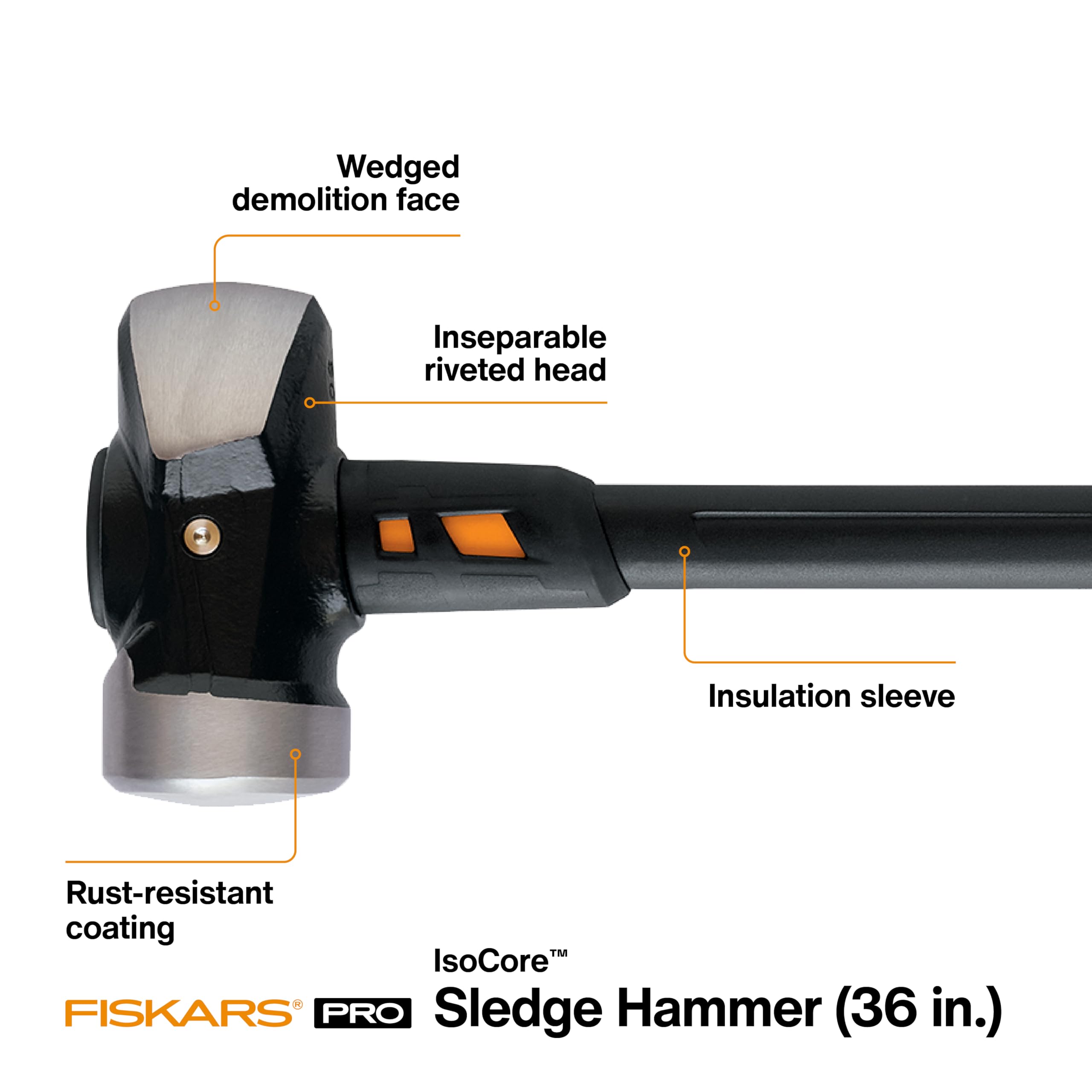 Fiskars 750610–1001 ISOCORE 8 LB Vorschlaghammer, 91,4 cm, 750620-1001
