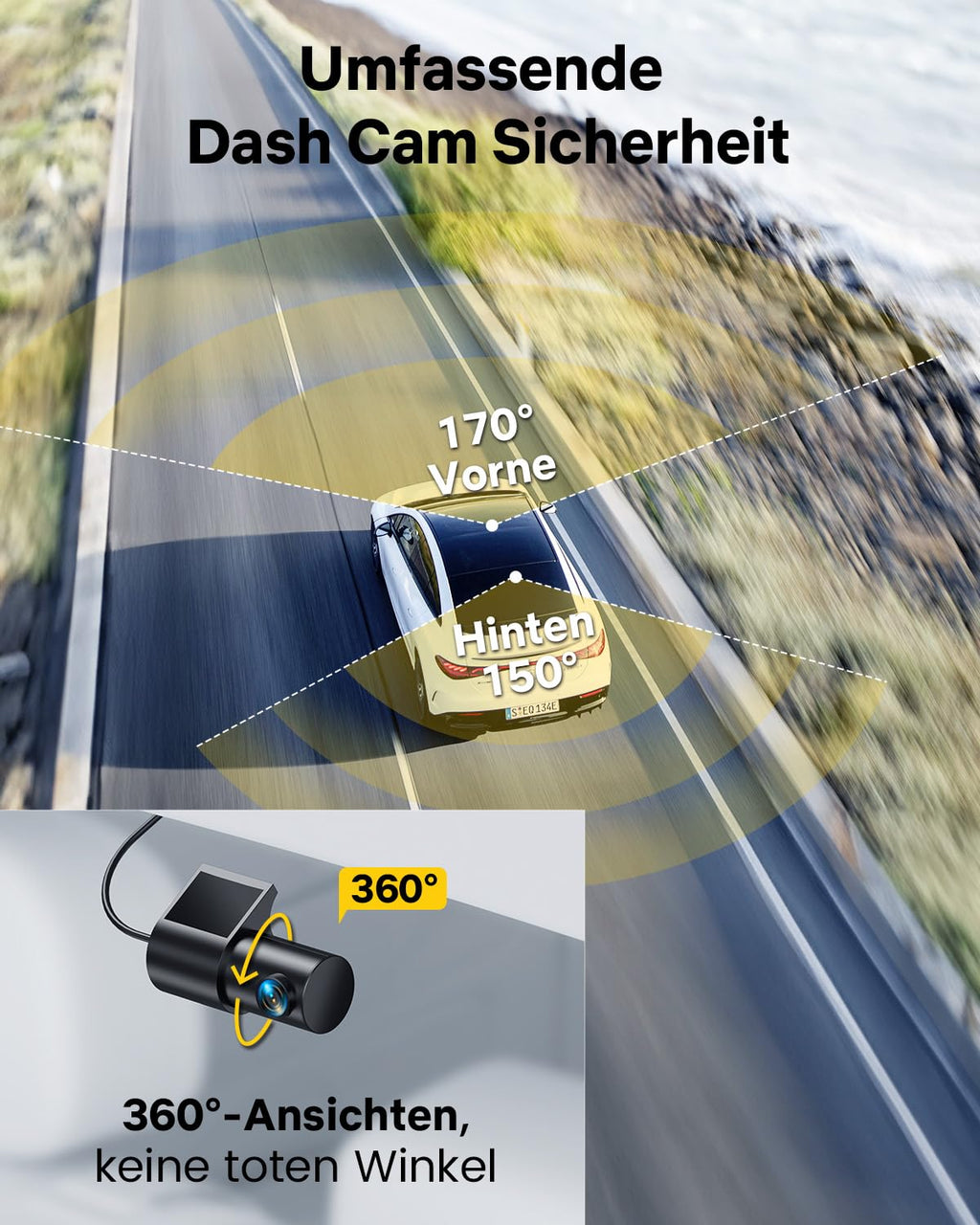 GKU Dashcam Auto Vorne Hinten, 4K/2,5K mit Touchscreen 3,18 Zoll, GPS 5G Wi-Fi Dash Cam, Dual Auto Kamera,64GB SD Karte,Parküberwachung,WDR,170° Weitwinkel,G-Sensor,Loop-Aufnahme,Max 256GB