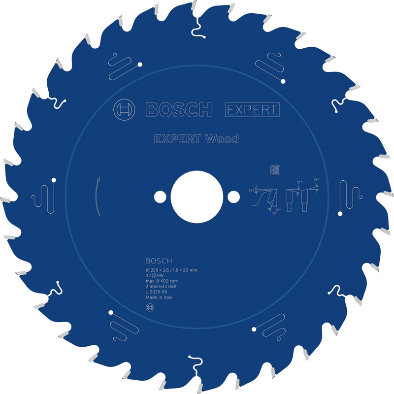 Bosch Professional 1x Kreissägeblatt Expert for Wood (Holz, Sägeblatt Ø 225 x 30 x 2,6 mm, 32 Zähne, Zubehör Kreissäge)