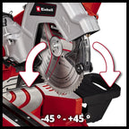 Einhell Zug-Kapp-Gehrungssäge TE-SM 216 Dual (1800 W, max. 65 mm x 305 mm Schnitttiefe/-breite, Ø 216 mm Sägeblatt, beidseitig neigbarer Sägekopf, Zugfunktion, Laser)