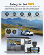 GKU 3-Kanal-Dashcam, 4K+1080P+1080P Dashcam Auto Vorne Innen Hinten mit 64GB SD Karte, GPS 5GHz WiFi, 3" IPS-Bildschirm, Super Nachtsicht,WDR,G-Sensor,Loop-Aufnahme,Parküberwachung,Max512GB
