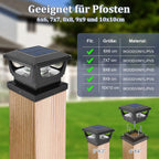 GEYUEYA Home 2pcs Solar Pfostenkappe 7x7 8x8 9x9 10x10, Pfostenleuchte Zaunpfosten Beleuchtung Pfostenlampen Außen Post Cap Light, IP65 für Pfosten, Zaun (Größe: 7.6 bis 10.1cm), Schwarz