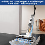 JONR ED12 Nass Trockensauger Akku, Selbstreinigung, Saug Wisch Staubsauger, Saugwischer Kabellos, Kantenreinigungsbürste 6mm, 850mL Wassertank, Anti-Verwirrungs-Haar für Harte Boden, Tierhaare