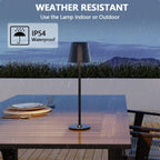 UPXNBOR LED Tischlampe Kabellos 2 Stück, Dimmbare Nachttischlampe Touch, Akku Tischleuchte Kabellos, Indoor Outdoor Tischlampe Akku, 3-stufig Warmlicht, IP54 Wasserdicht, Vollmetallgehäuse, Schwarz