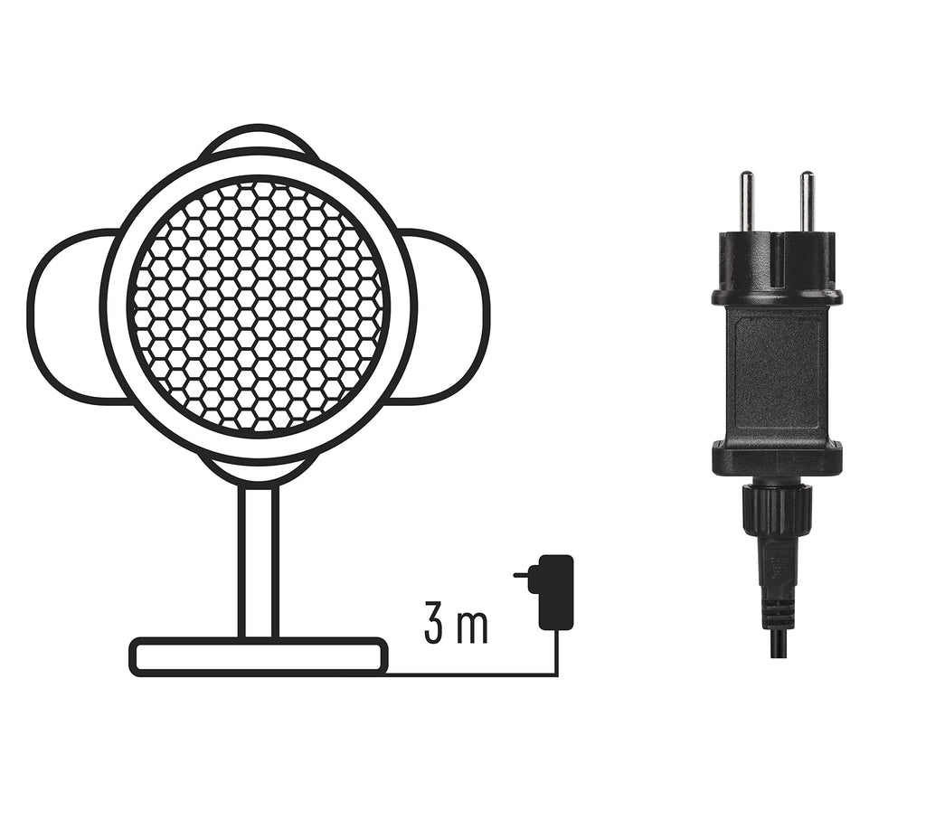 EMOS Schneefall LED Projektor,weiß,fliegender Schnee,effektvolle Wandbeleuchtung,Fassaden-,Wand- und Mauer-Projektion,IP44,Weihnachtsbeleuchtung für Außen & Innen,3m Kabel, Schwarz, DCPC03
