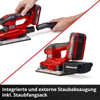Einhell Akku-Schwingschleifer TE-OS 18/230 Li Solo (Drehzahlelektronik, Micro-Klett, Fußplatte aus Aluminium, Staubfangsack, inkl. 3x Schleifpapier, ohne Akku und Ladegerät)