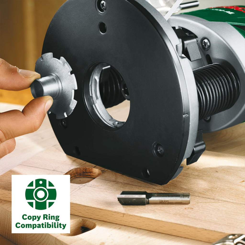 Bosch Oberfräse POF 1200 AE (1200 Watt, inkl. Zubehör für präzise Holzbearbeitung, für unterschiedliche Holzarten)