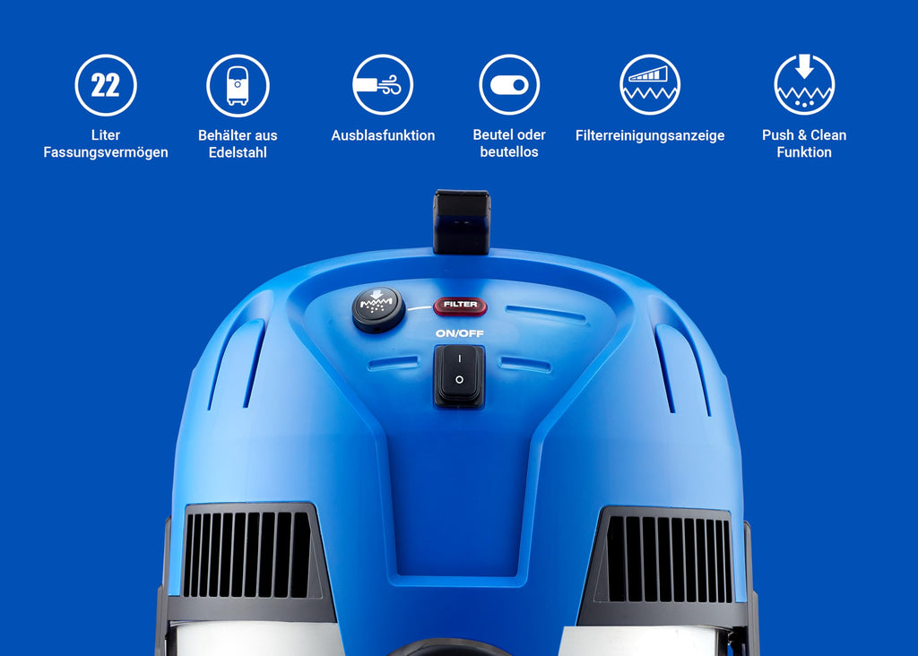 Nilfisk Multi II 22L INOX Nass Trockensauger - Staubsauger für Werkstatt, Haus, Garten und Auto (1200 W)