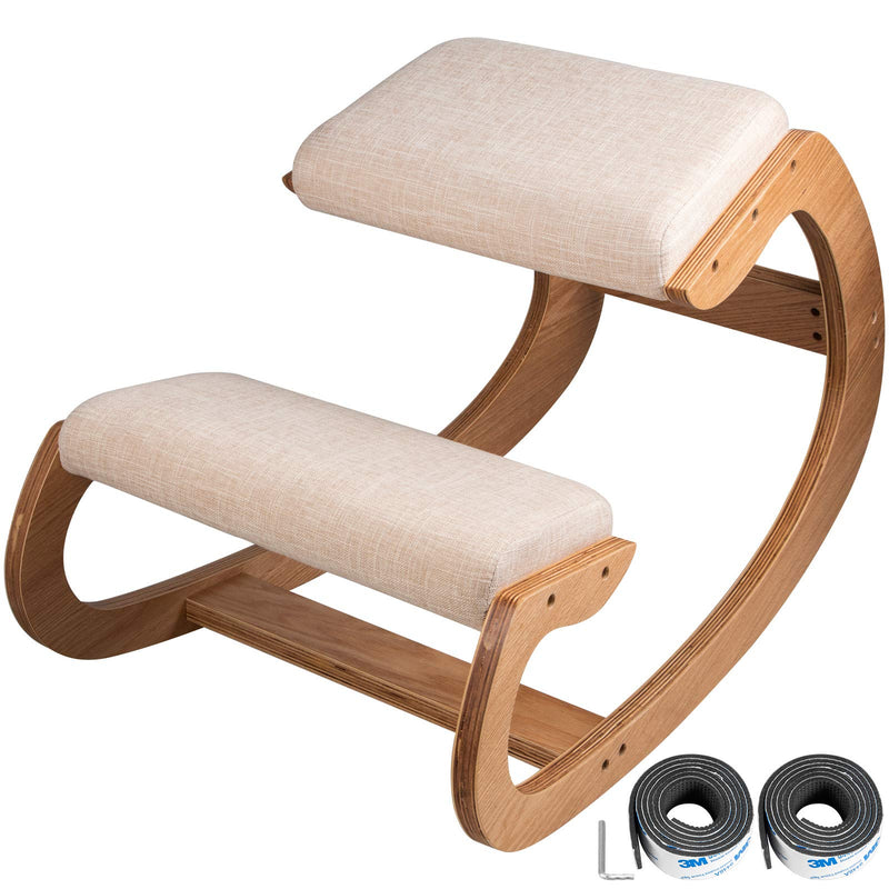 VEVOR ergonomischer Hocker Kniehocker mit Hüftpolster, Gesundheitsstuhl für Zuhause, Kniestuhl zur Verbesserung der Rückenschmerzen Nackenschmerzen Lindern & Körperhaltung (Weiße Eiche)