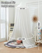 Surwin Moskitonetz Betthimmel Madchen Jungen Kinder Babybett, Rund Baldachin Mückennetz Einzelbett kinderzimmer Schlafzimmer Spiel für Reise Indoor Outdoor Dekoration - Weiß