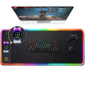 Gimars Upgrade Gaming Mauspad RGB, 15W Kabelloser Schnellladung, 800x300x5mm, Mousepad XXL mit 10 Farben LED-Licht, Groß LED Mouse Pad Gaming Zubehör mit Glatter Oberfläche, Rutschfester Gummifuß